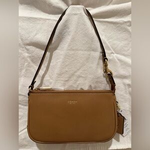 X-Small Coach Brown Leather Shoulder Bag or Wristlet - Brown/Tan